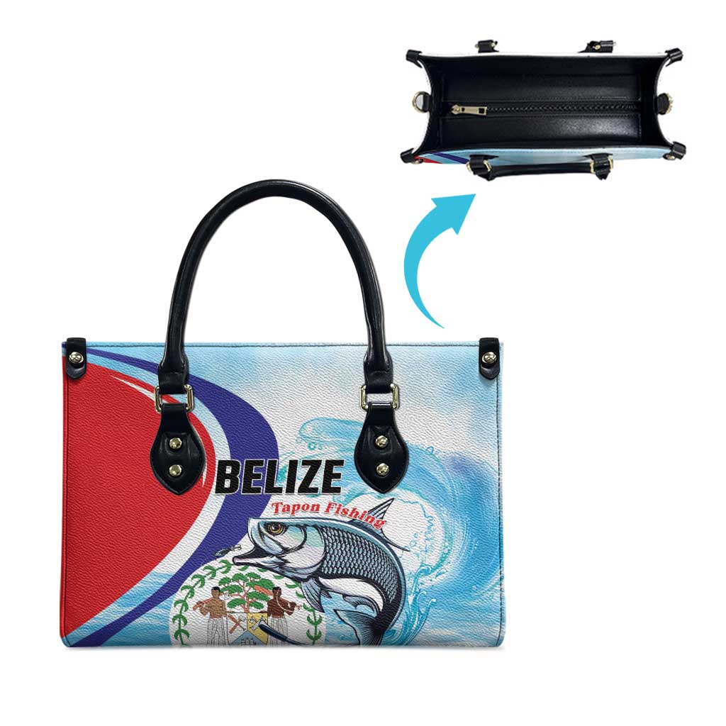 Belize Tarpon Fishing Leather Bag Belize Where the Silver King Reigns - Wonder Print Shop