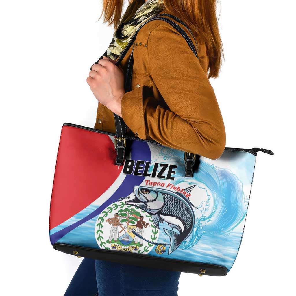 Belize Tarpon Fishing Leather Tote Bag Belize Where the Silver King Reigns - Wonder Print Shop