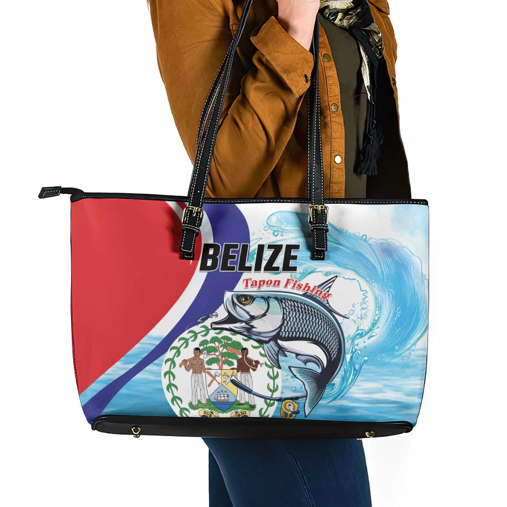 Belize Tarpon Fishing Leather Tote Bag Belize Where the Silver King Reigns - Wonder Print Shop