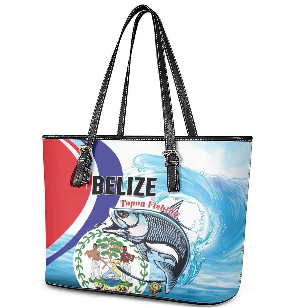Belize Tarpon Fishing Leather Tote Bag Belize Where the Silver King Reigns - Wonder Print Shop