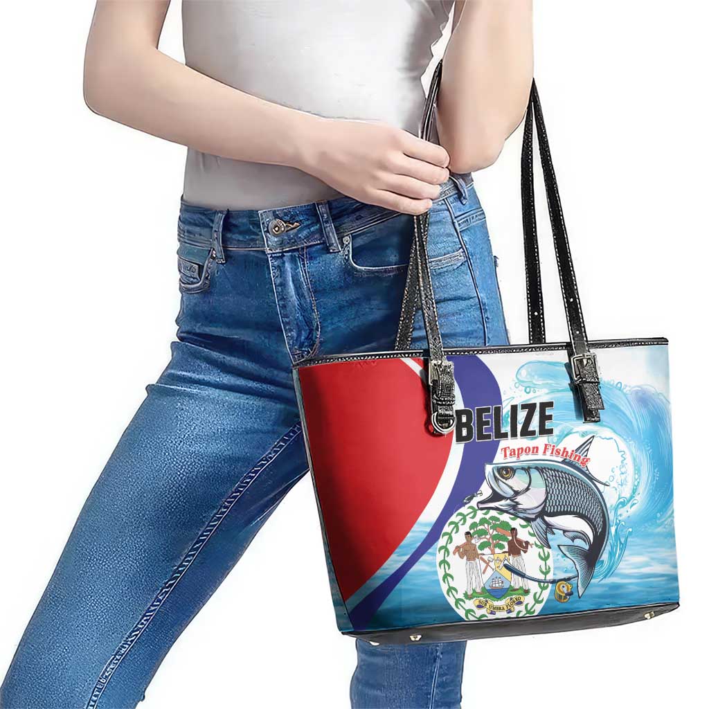 Belize Tarpon Fishing Leather Tote Bag Belize Where the Silver King Reigns - Wonder Print Shop