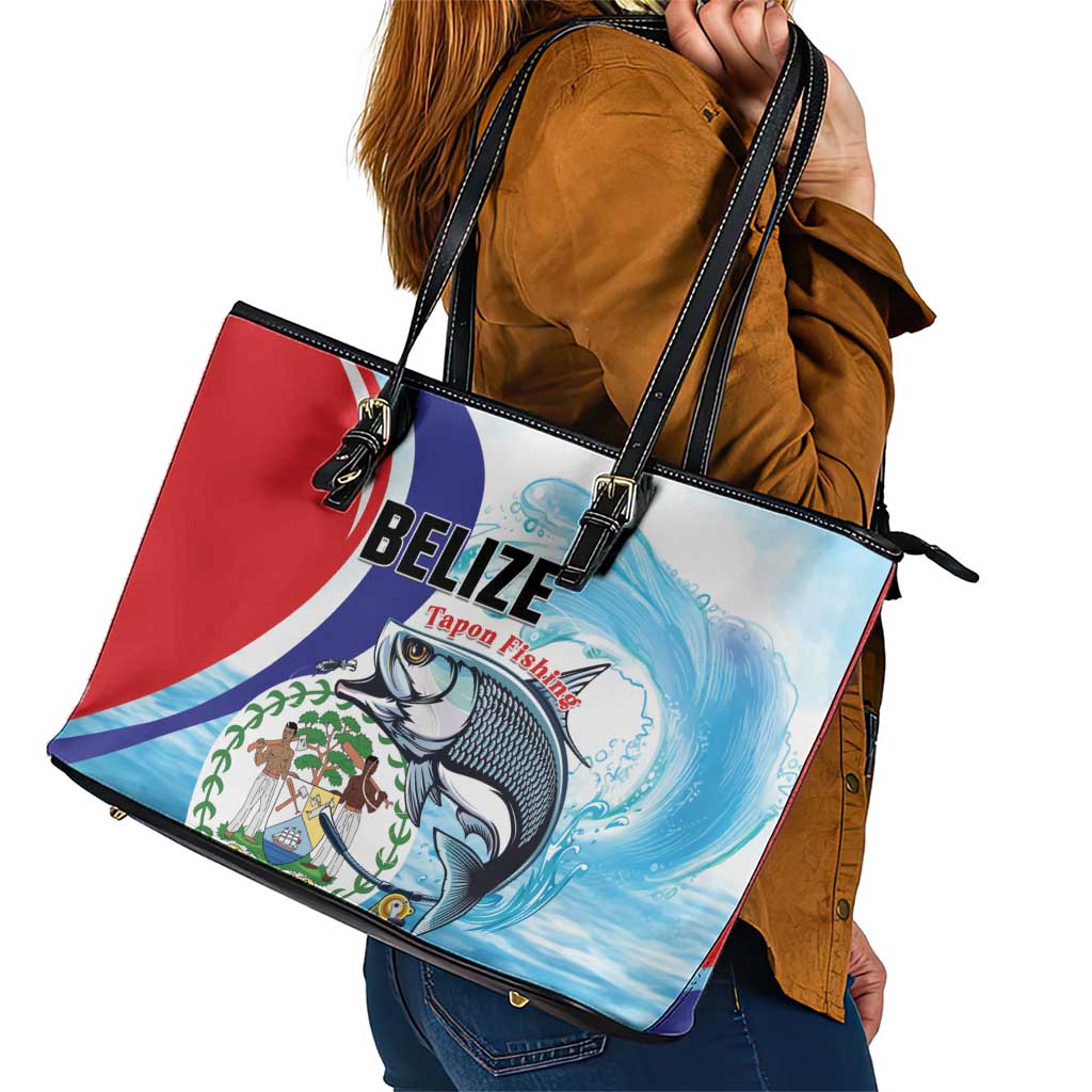 Belize Tarpon Fishing Leather Tote Bag Belize Where the Silver King Reigns - Wonder Print Shop
