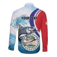 Personalized Belize Tarpon Fishing Long Sleeve Button Shirt Belize Where the Silver King Reigns - Wonder Print Shop