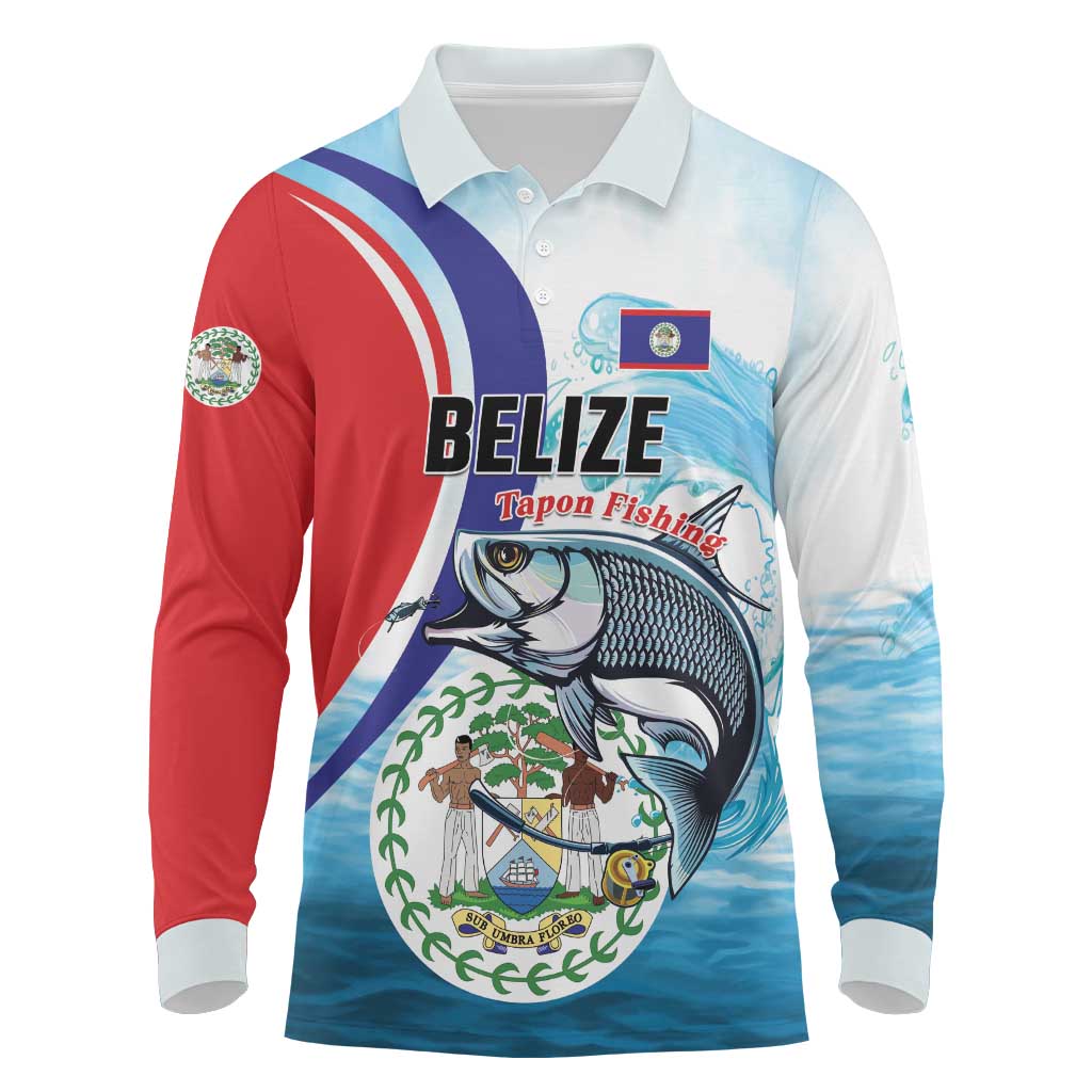 Personalized Belize Tarpon Fishing Long Sleeve Polo Shirt Belize Where the Silver King Reigns - Wonder Print Shop