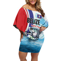 Personalized Belize Tarpon Fishing Off Shoulder Short Dress Belize Where the Silver King Reigns - Wonder Print Shop