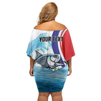 Personalized Belize Tarpon Fishing Off Shoulder Short Dress Belize Where the Silver King Reigns - Wonder Print Shop