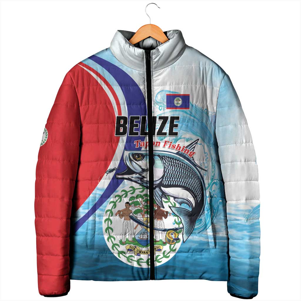 Personalized Belize Tarpon Fishing Padded Jacket Belize Where the Silver King Reigns - Wonder Print Shop
