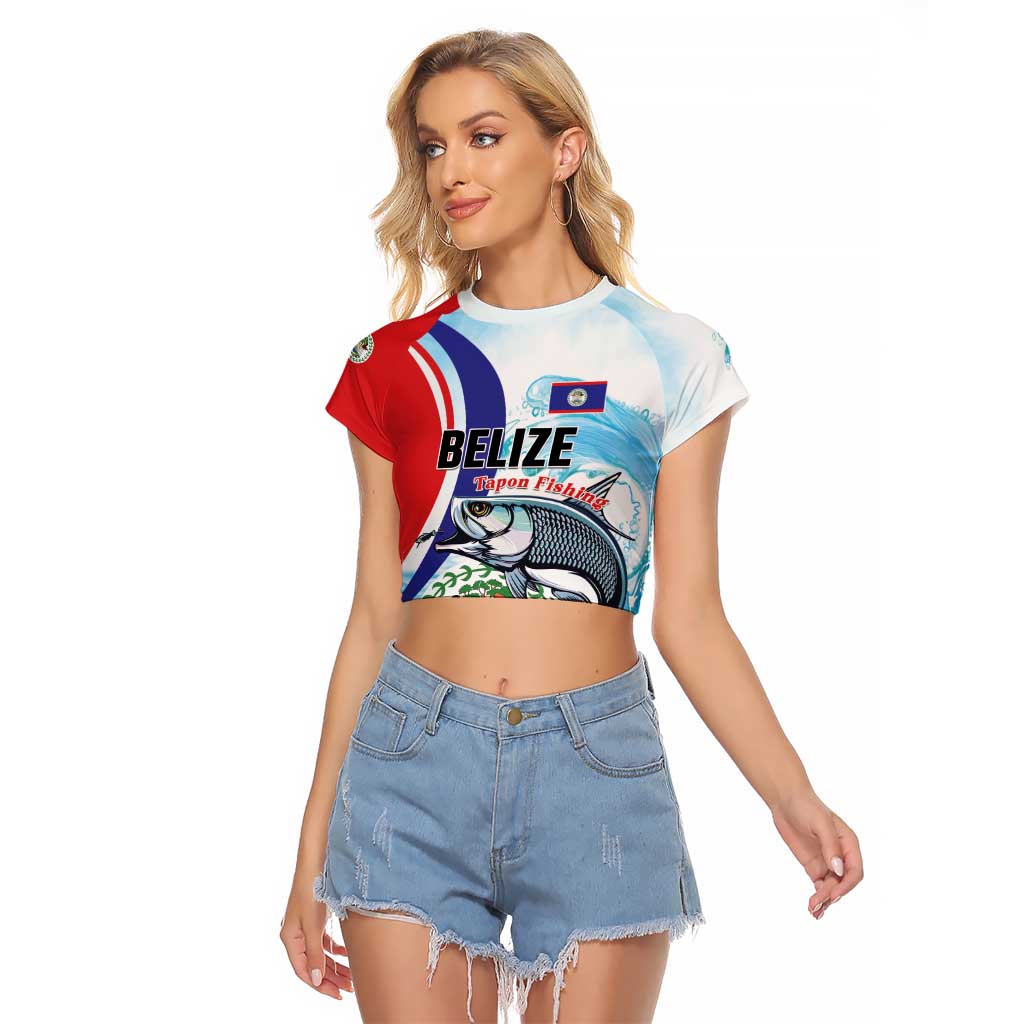 Personalized Belize Tarpon Fishing Raglan Cropped T Shirt Belize Where the Silver King Reigns - Wonder Print Shop