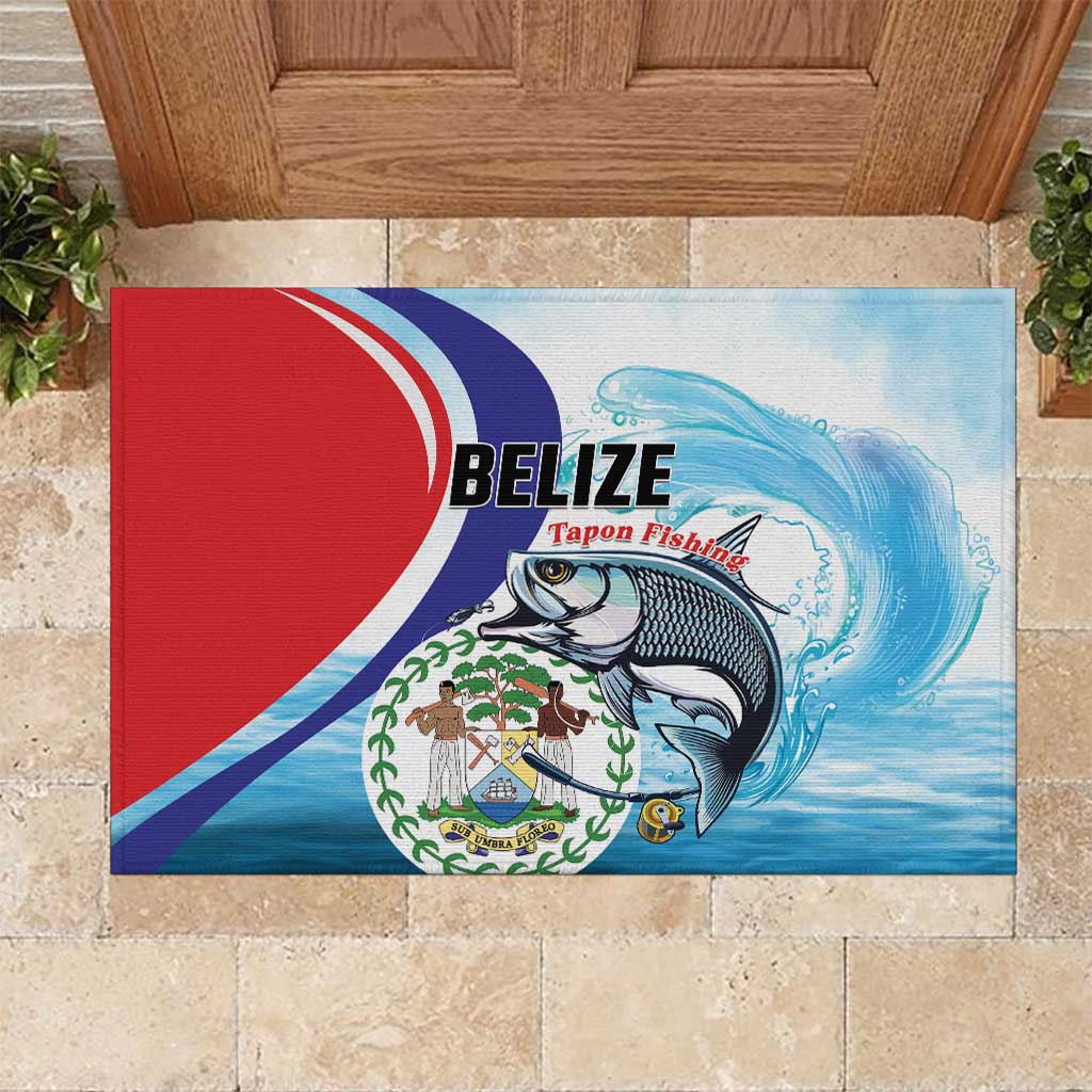 Belize Tarpon Fishing Rubber Doormat Belize Where the Silver King Reigns - Wonder Print Shop