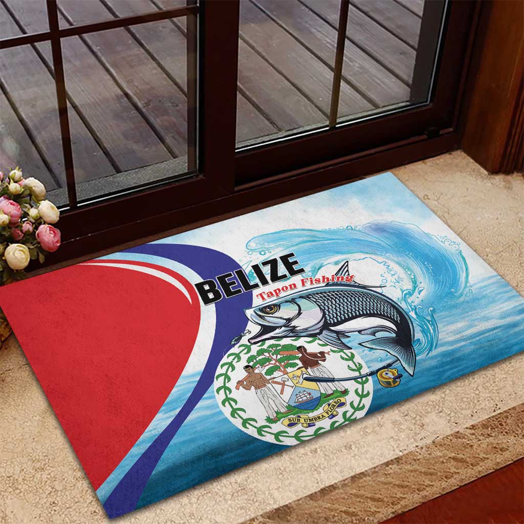 Belize Tarpon Fishing Rubber Doormat Belize Where the Silver King Reigns - Wonder Print Shop