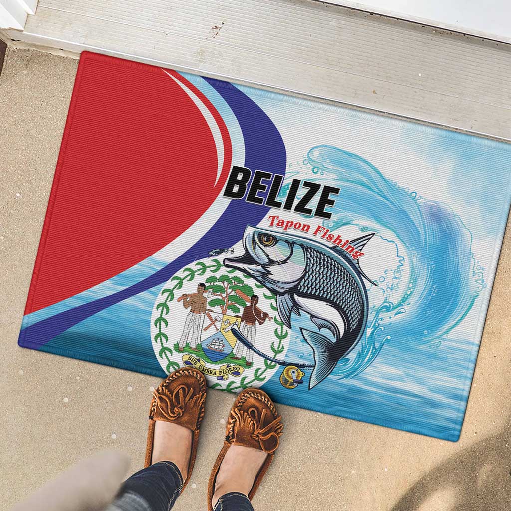 Belize Tarpon Fishing Rubber Doormat Belize Where the Silver King Reigns - Wonder Print Shop