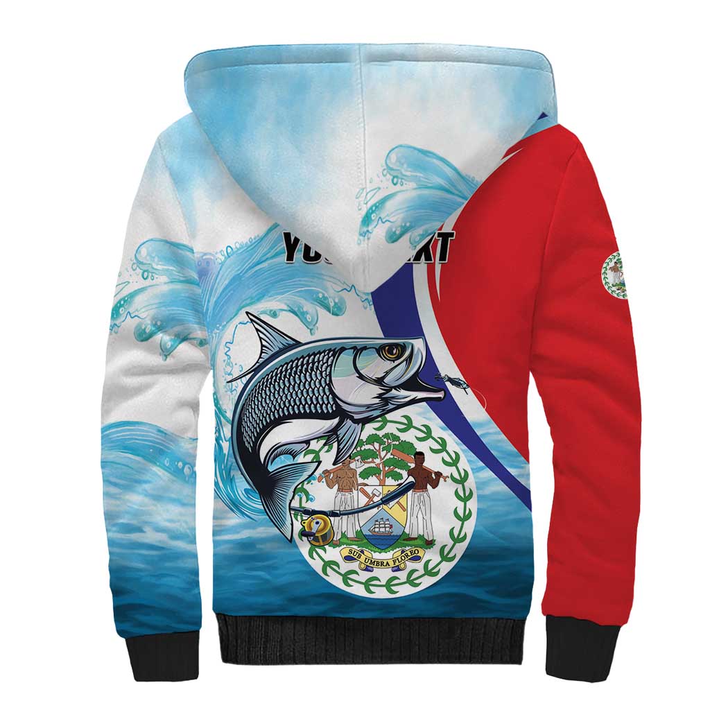 Personalized Belize Tarpon Fishing Sherpa Hoodie Belize Where the Silver King Reigns - Wonder Print Shop