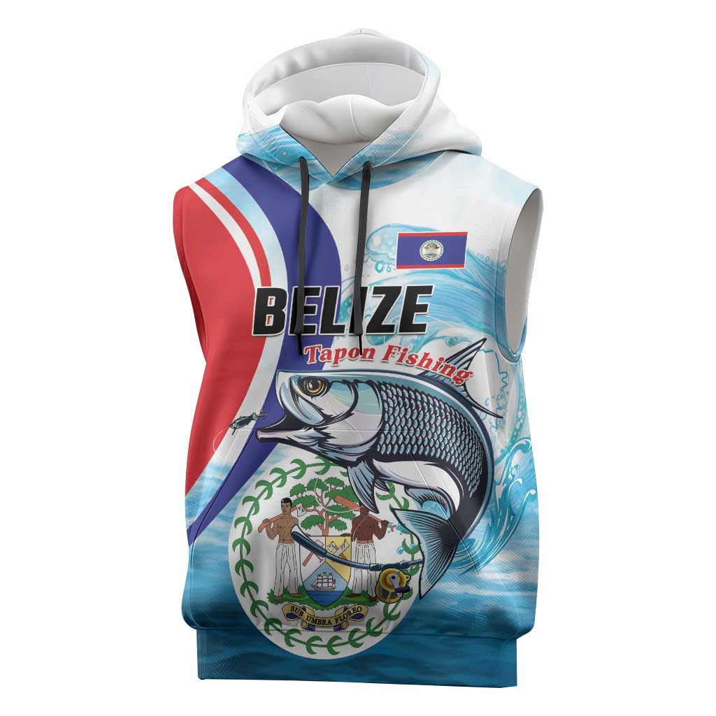Personalized Belize Tarpon Fishing Sleeveless Hoodie Belize Where the Silver King Reigns - Wonder Print Shop