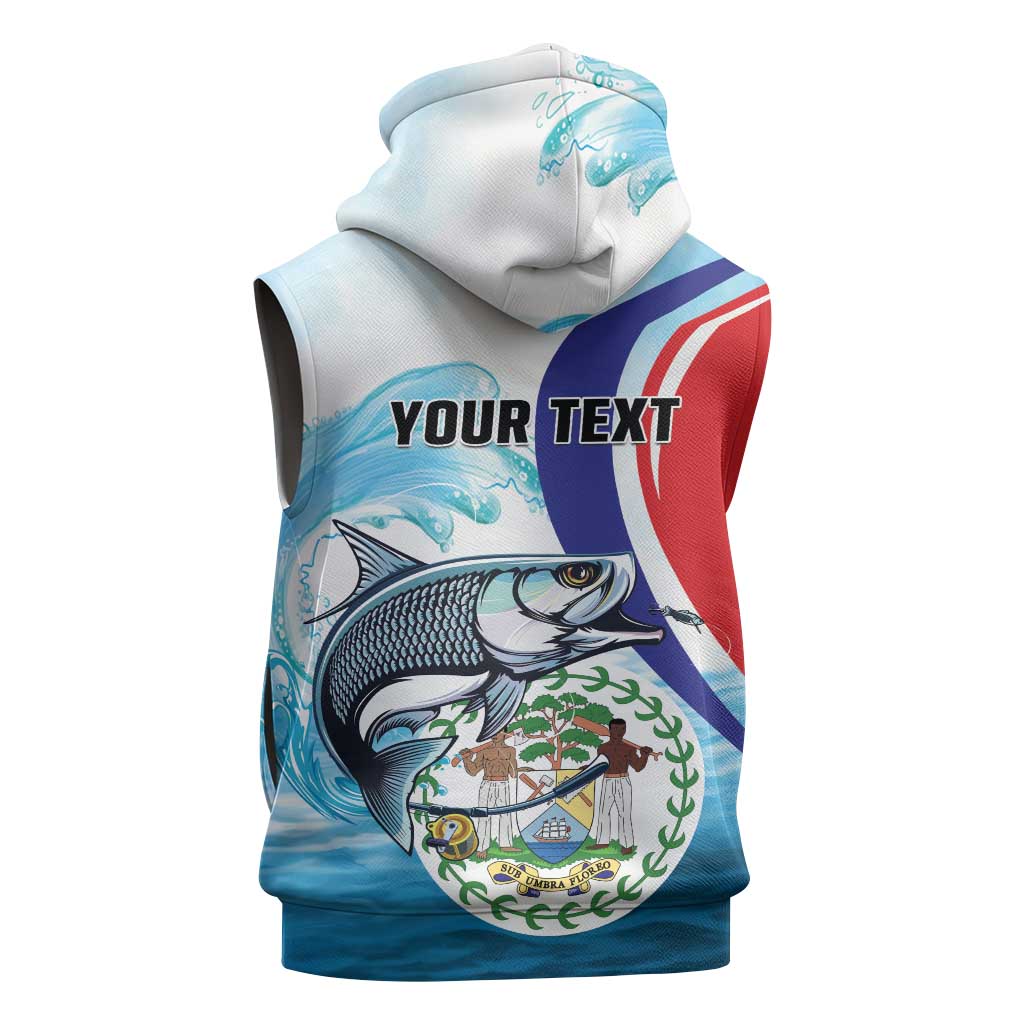 Personalized Belize Tarpon Fishing Sleeveless Hoodie Belize Where the Silver King Reigns - Wonder Print Shop