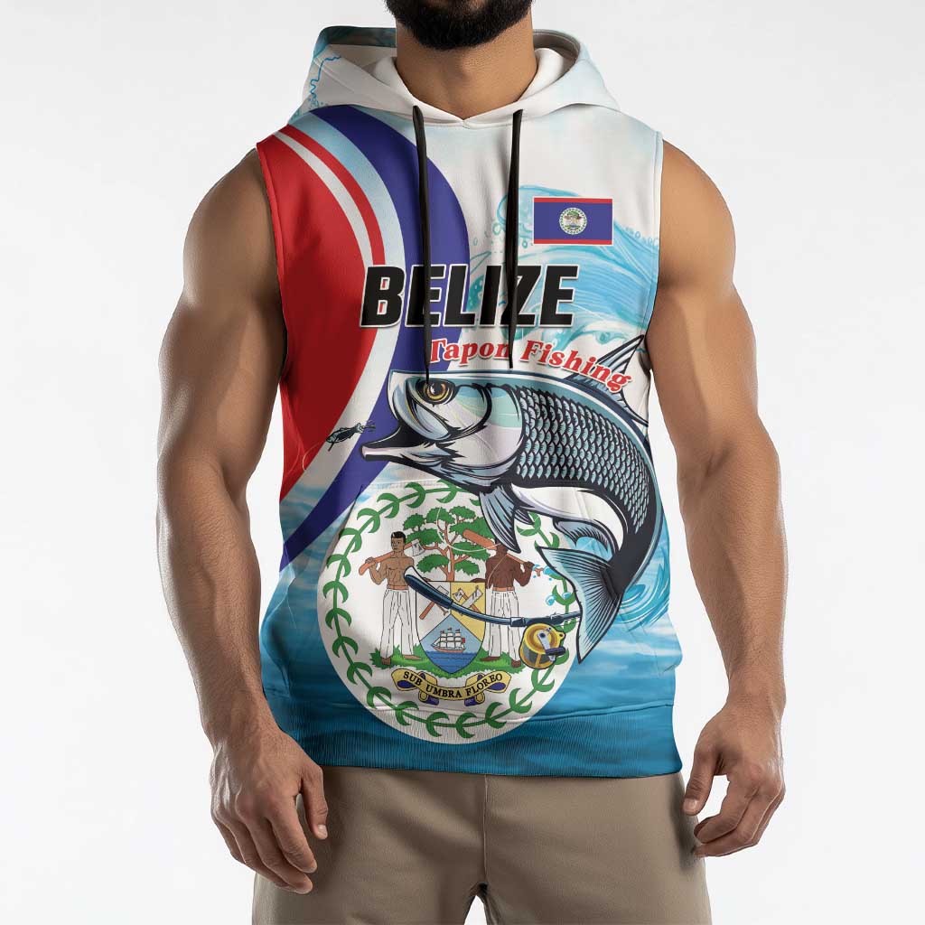 Personalized Belize Tarpon Fishing Sleeveless Hoodie Belize Where the Silver King Reigns - Wonder Print Shop