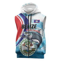 Personalized Belize Tarpon Fishing Sleeveless Zip Hoodie Belize Where the Silver King Reigns - Wonder Print Shop