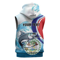 Personalized Belize Tarpon Fishing Sleeveless Zip Hoodie Belize Where the Silver King Reigns - Wonder Print Shop