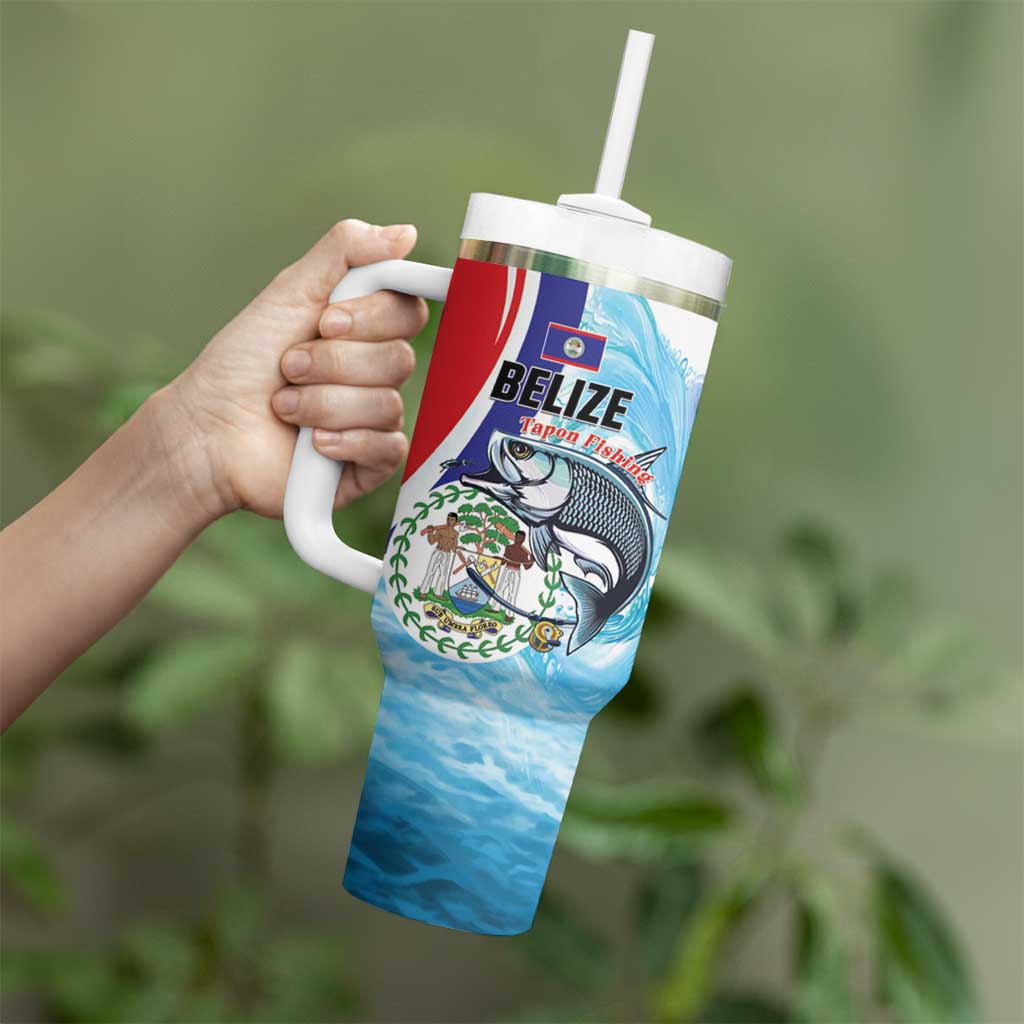 Personalized Belize Tarpon Fishing Tumbler With Handle Belize Where the Silver King Reigns - Wonder Print Shop