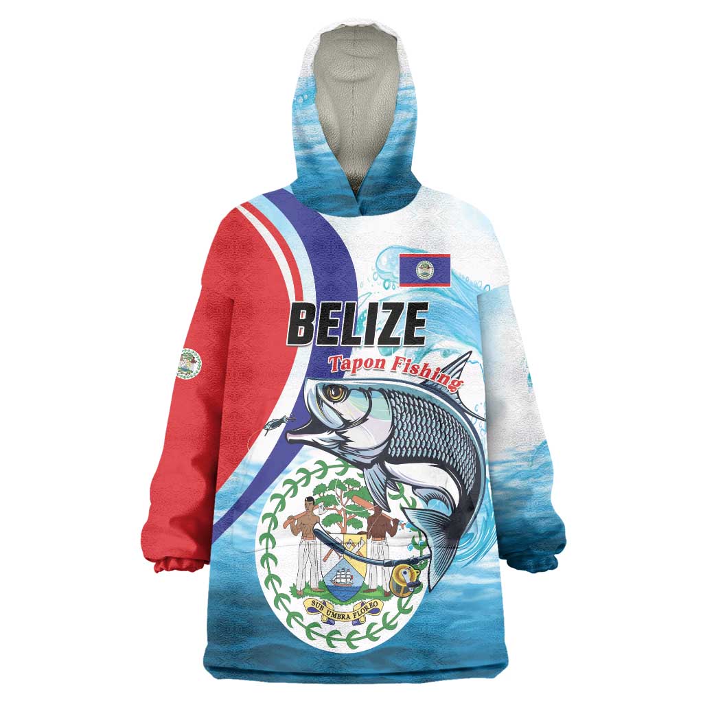 Personalized Belize Tarpon Fishing Wearable Blanket Hoodie Belize Where the Silver King Reigns - Wonder Print Shop