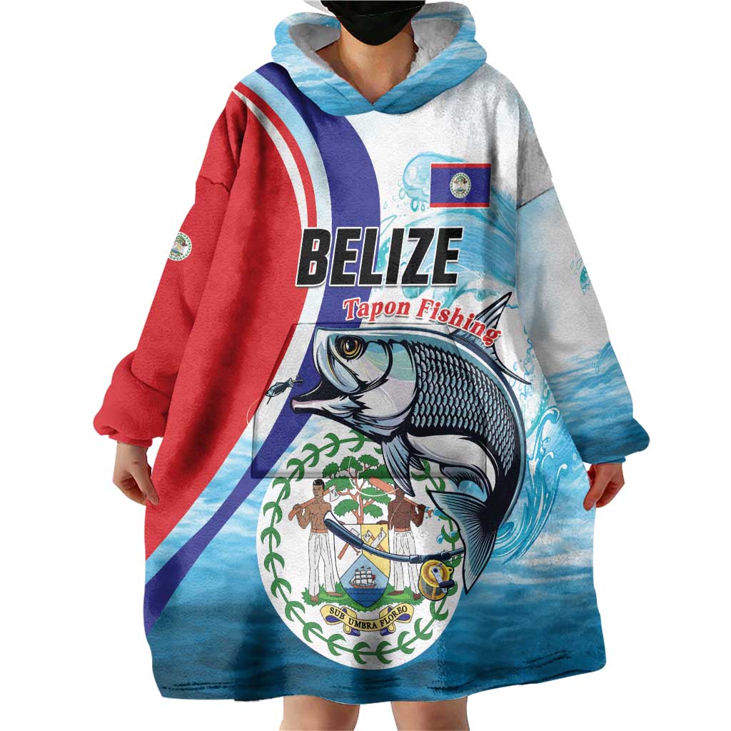 Personalized Belize Tarpon Fishing Wearable Blanket Hoodie Belize Where the Silver King Reigns - Wonder Print Shop
