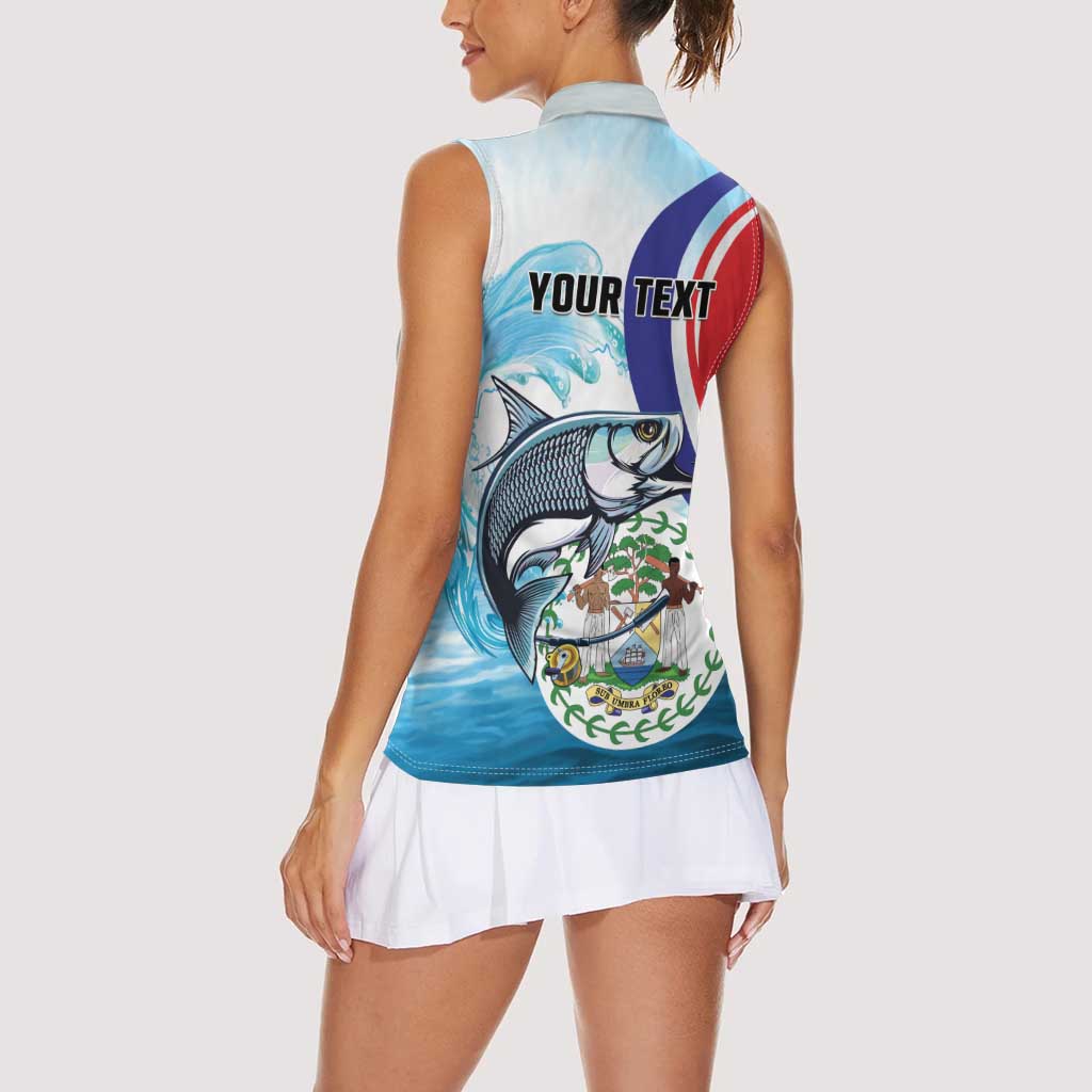 Personalized Belize Tarpon Fishing Women Sleeveless Polo Shirt Belize Where the Silver King Reigns - Wonder Print Shop