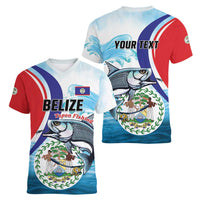 Personalized Belize Tarpon Fishing Women V-Neck T-Shirt Belize Where the Silver King Reigns - Wonder Print Shop