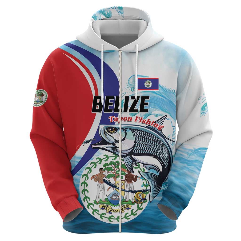 Personalized Belize Tarpon Fishing Zip Hoodie Belize Where the Silver King Reigns - Wonder Print Shop