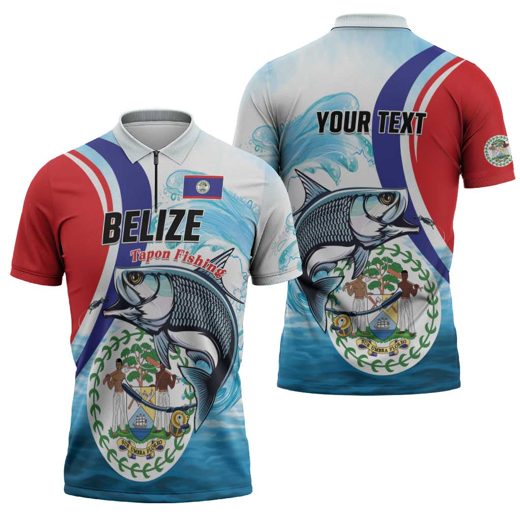 Personalized Belize Tarpon Fishing Zipper Polo Shirt Belize Where the Silver King Reigns - Wonder Print Shop