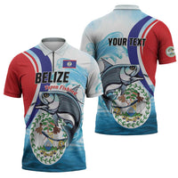 Personalized Belize Tarpon Fishing Zipper Polo Shirt Belize Where the Silver King Reigns - Wonder Print Shop