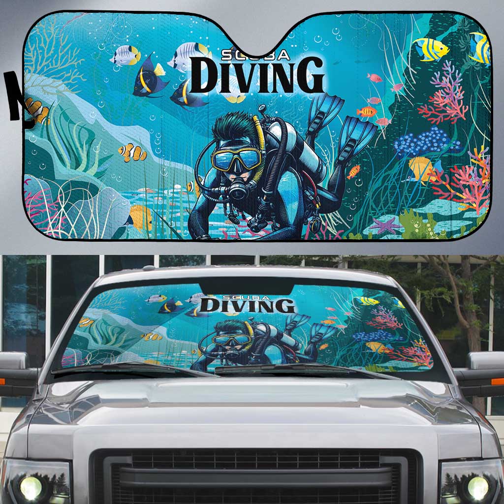 Scuba Diving Auto Sun Shade Explore The Depths Discover Yourself - Wonder Print Shop