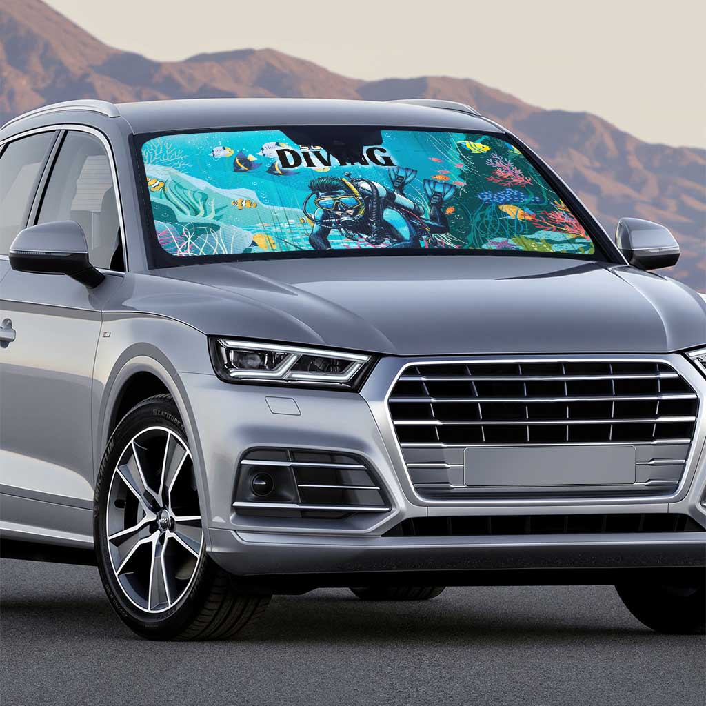 Scuba Diving Auto Sun Shade Explore The Depths Discover Yourself - Wonder Print Shop