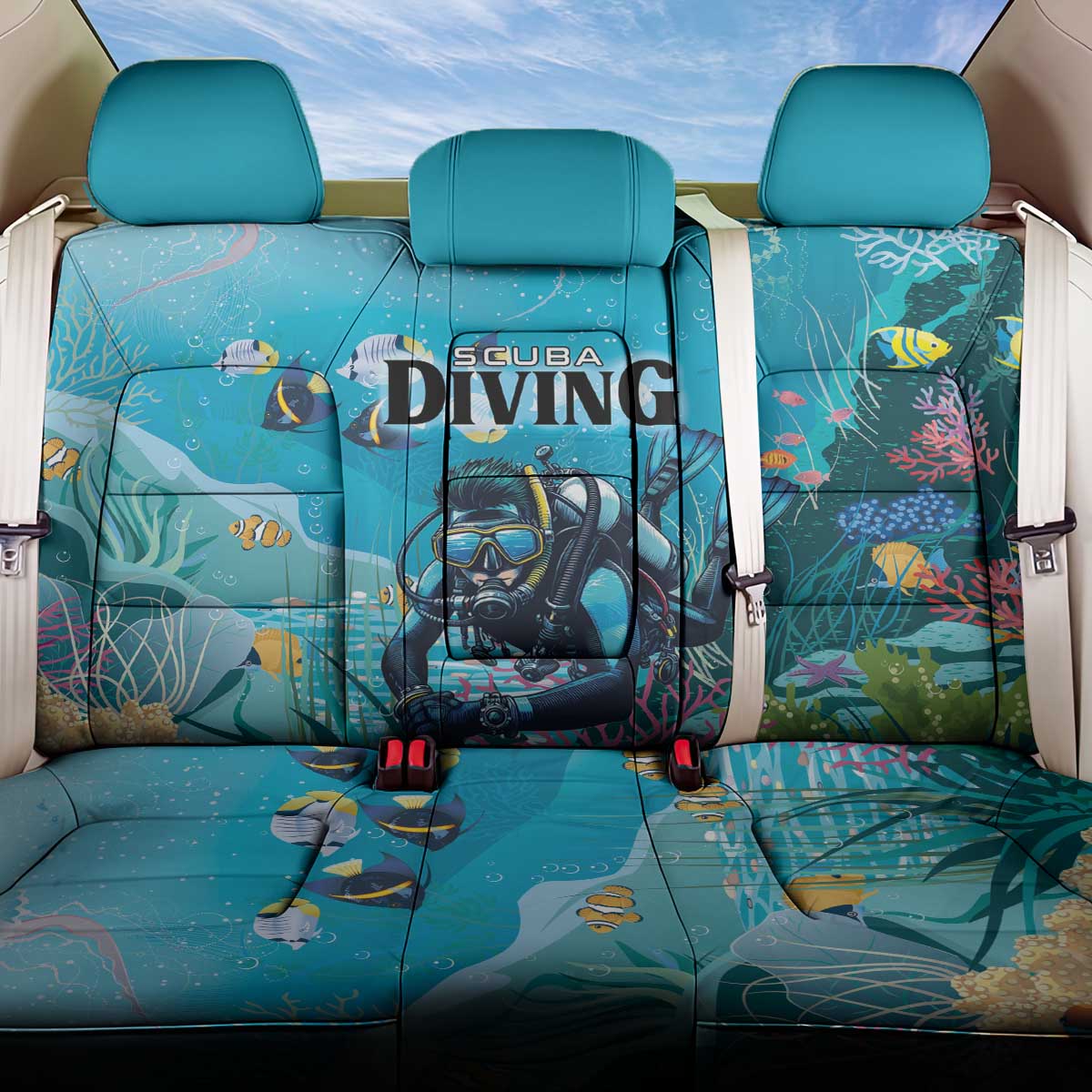 Scuba Diving Back Car Seat Cover Explore The Depths Discover Yourself - Wonder Print Shop