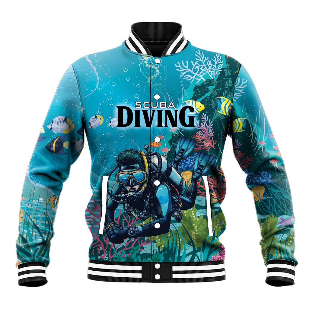 Personalized Scuba Diving Baseball Jacket Explore The Depths Discover Yourself - Wonder Print Shop