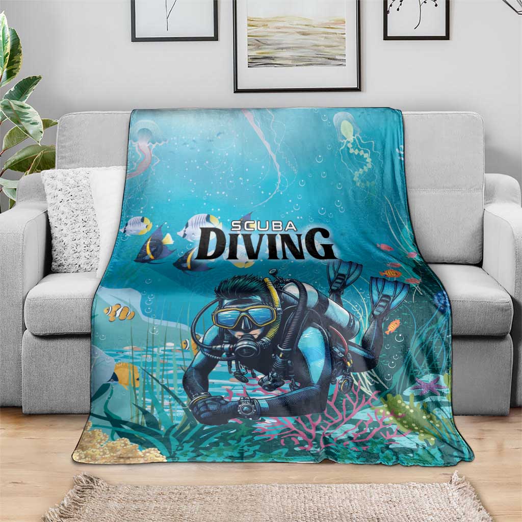 Scuba Diving Blanket Explore The Depths Discover Yourself - Wonder Print Shop