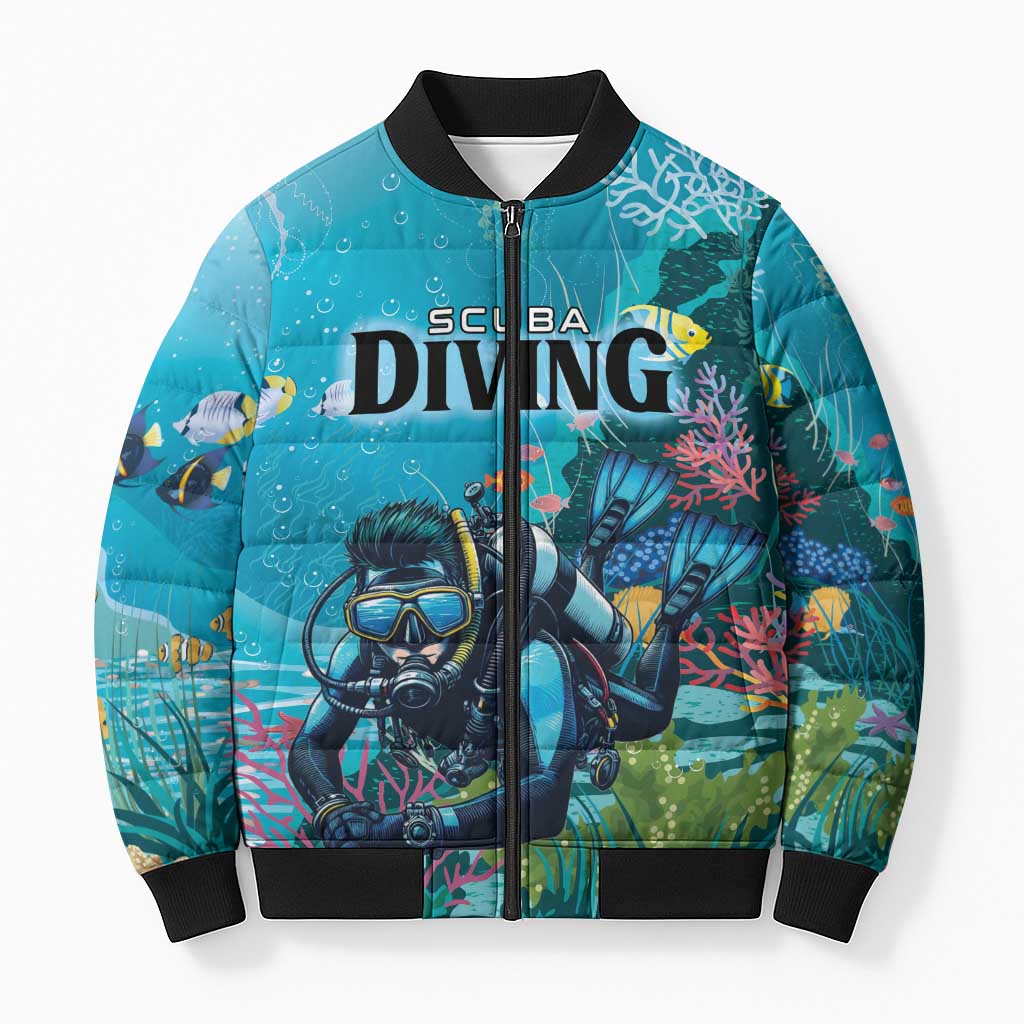 Personalized Scuba Diving Bomber Puffer Jacket Explore The Depths Discover Yourself - Wonder Print Shop