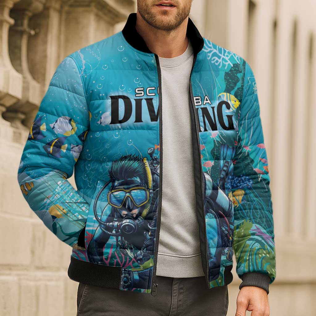 Personalized Scuba Diving Bomber Puffer Jacket Explore The Depths Discover Yourself - Wonder Print Shop