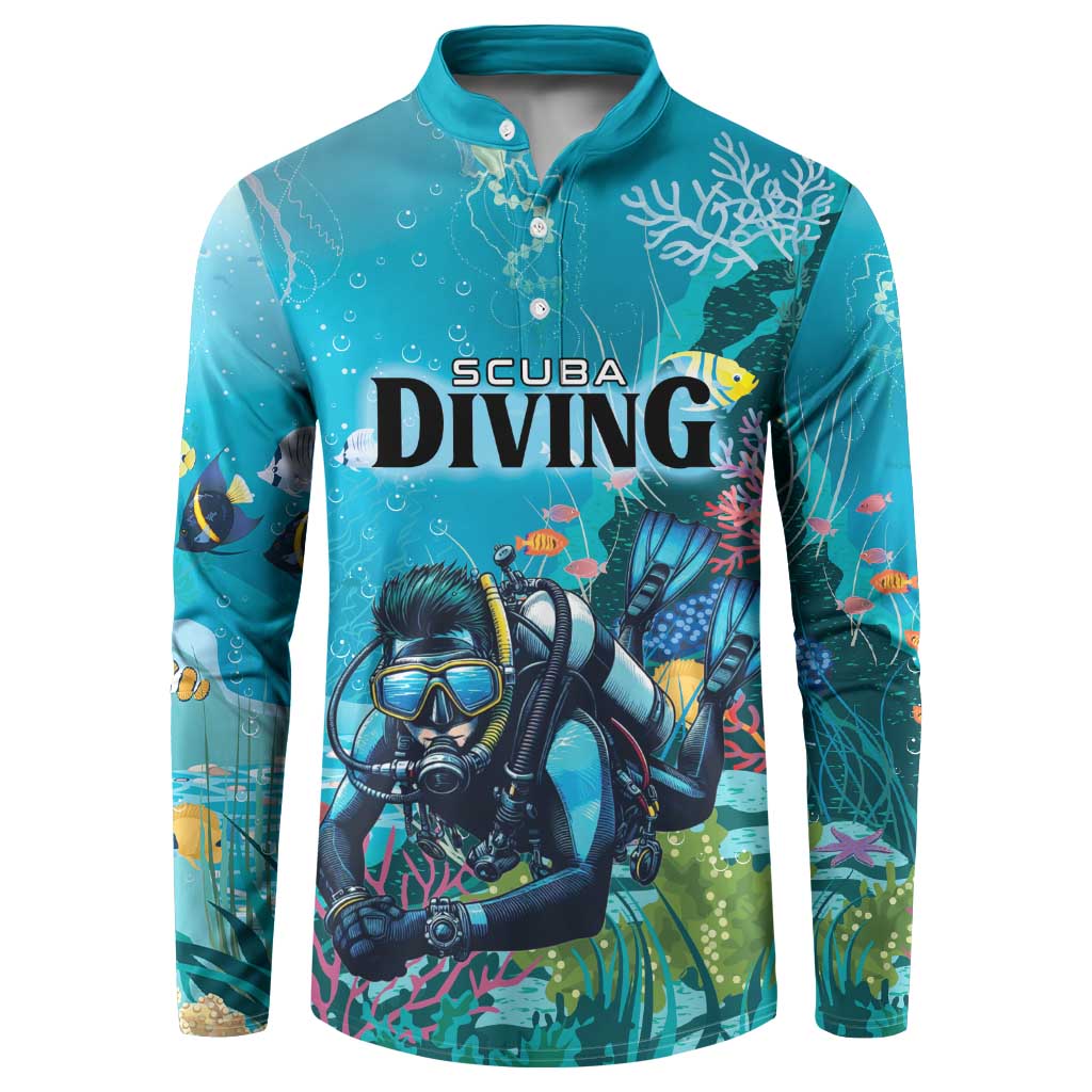 Personalized Scuba Diving Button Sweatshirt Explore The Depths Discover Yourself - Wonder Print Shop