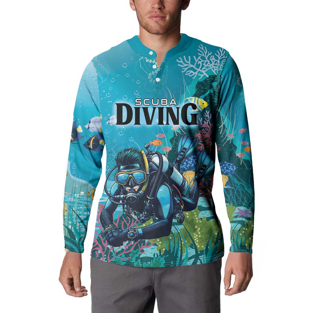 Personalized Scuba Diving Button Sweatshirt Explore The Depths Discover Yourself - Wonder Print Shop