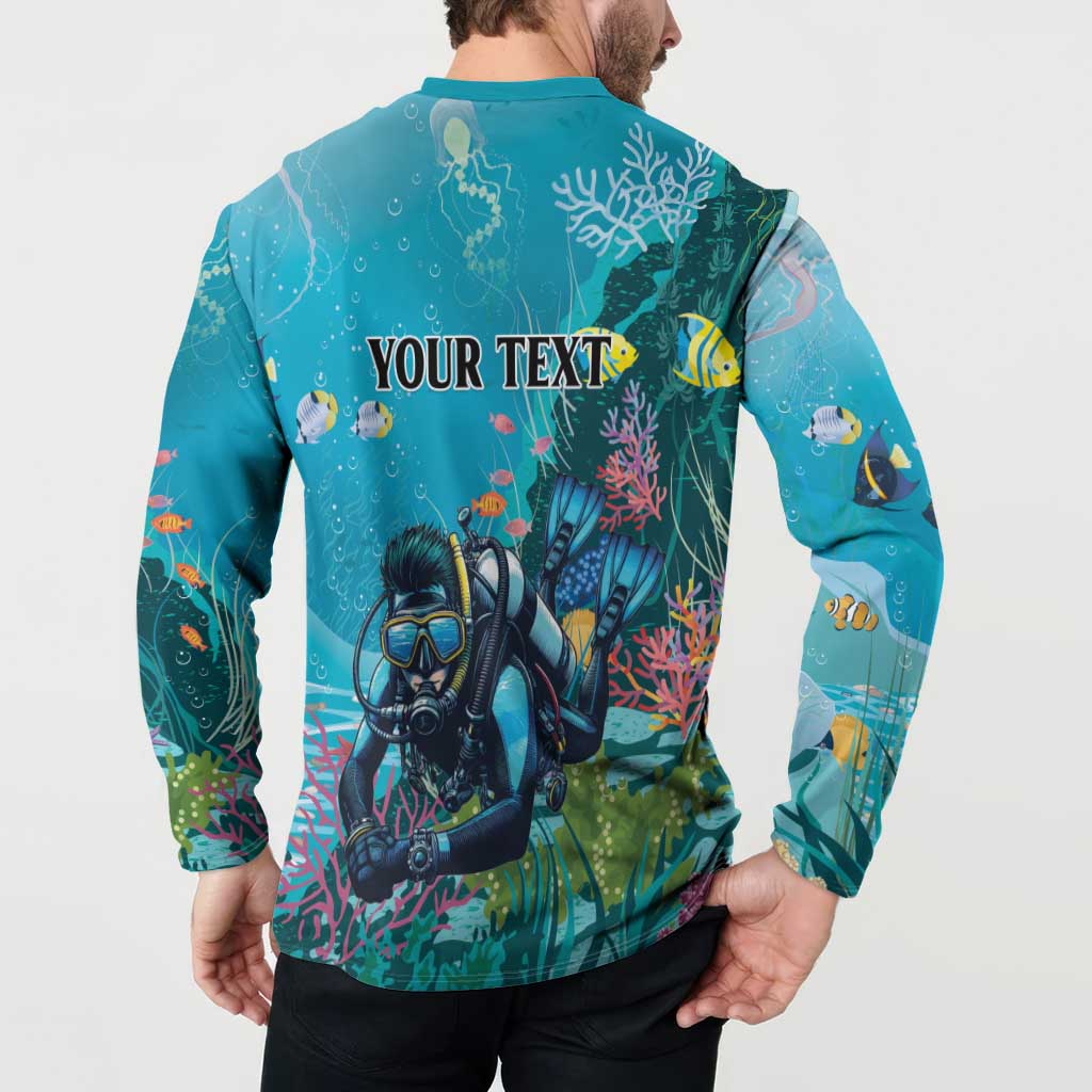 Personalized Scuba Diving Button Sweatshirt Explore The Depths Discover Yourself - Wonder Print Shop