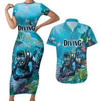 Personalized Scuba Diving Couples Matching Short Sleeve Bodycon Dress and Hawaiian Shirt Explore The Depths Discover Yourself - Wonder Print Shop