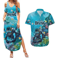 Personalized Scuba Diving Couples Matching Summer Maxi Dress and Hawaiian Shirt Explore The Depths Discover Yourself - Wonder Print Shop