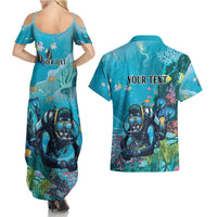 Personalized Scuba Diving Couples Matching Summer Maxi Dress and Hawaiian Shirt Explore The Depths Discover Yourself - Wonder Print Shop