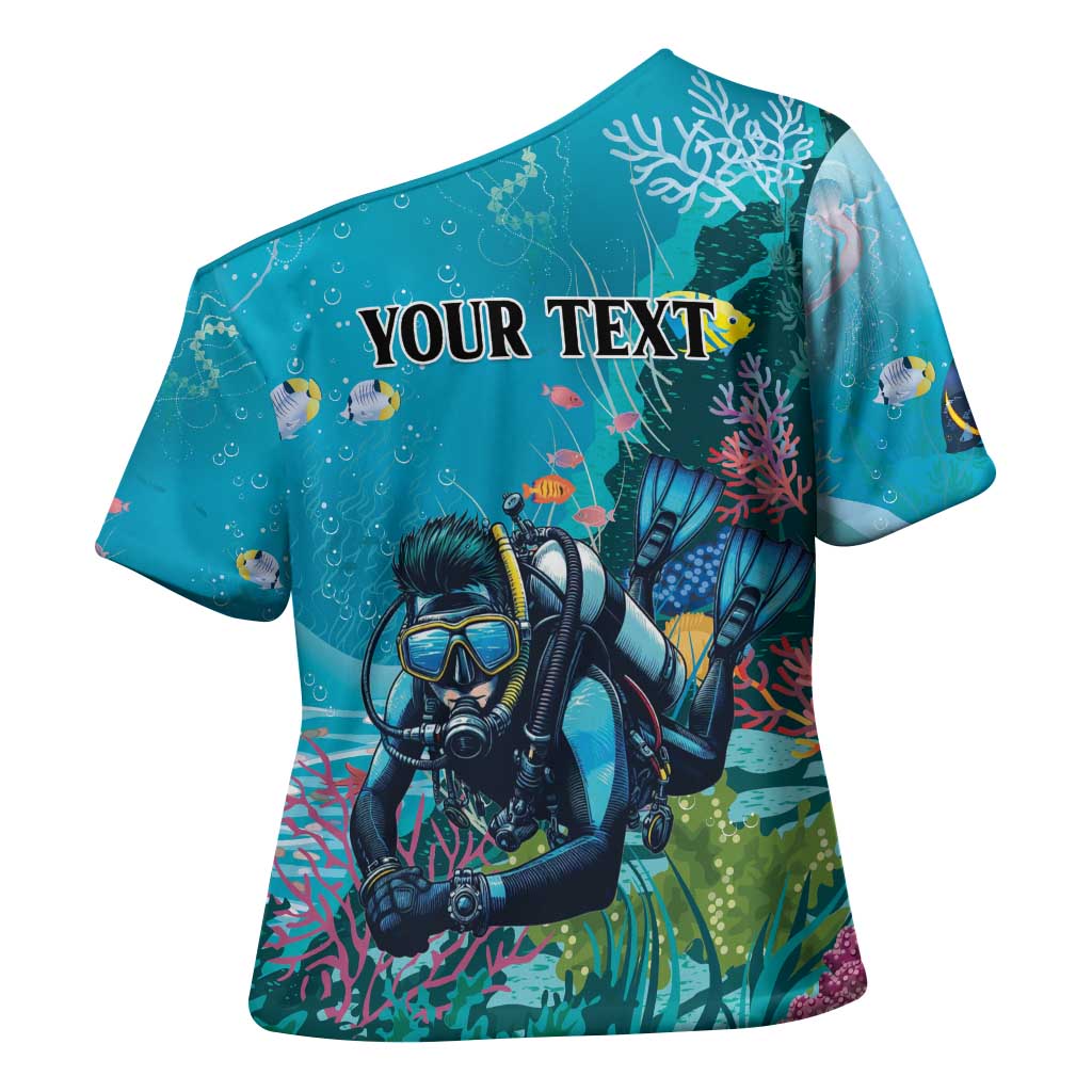 Personalized Scuba Diving Cross Shoulder Shirt Explore The Depths Discover Yourself - Wonder Print Shop
