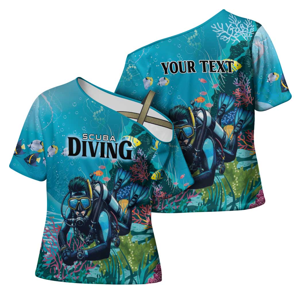 Personalized Scuba Diving Cross Shoulder Shirt Explore The Depths Discover Yourself - Wonder Print Shop