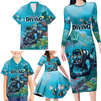 Personalized Scuba Diving Family Matching Long Sleeve Bodycon Dress and Hawaiian Shirt Explore The Depths Discover Yourself - Wonder Print Shop