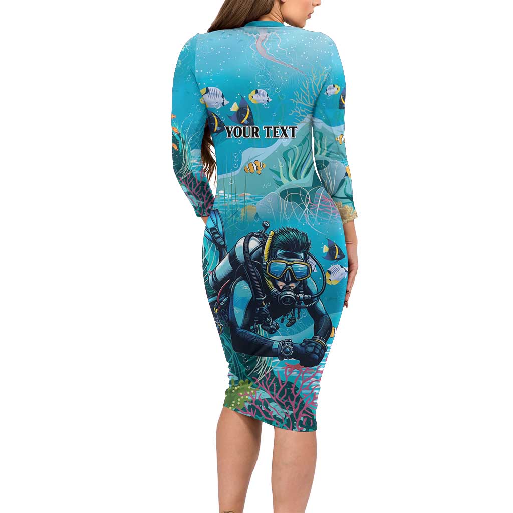 Personalized Scuba Diving Family Matching Long Sleeve Bodycon Dress and Hawaiian Shirt Explore The Depths Discover Yourself - Wonder Print Shop