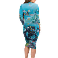 Personalized Scuba Diving Family Matching Long Sleeve Bodycon Dress and Hawaiian Shirt Explore The Depths Discover Yourself - Wonder Print Shop