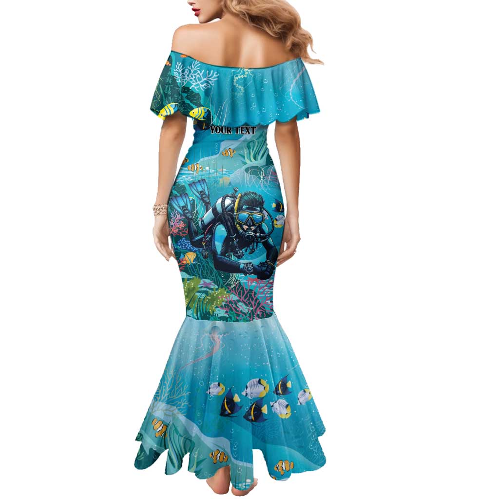 Personalized Scuba Diving Family Matching Mermaid Dress and Hawaiian Shirt Explore The Depths Discover Yourself - Wonder Print Shop