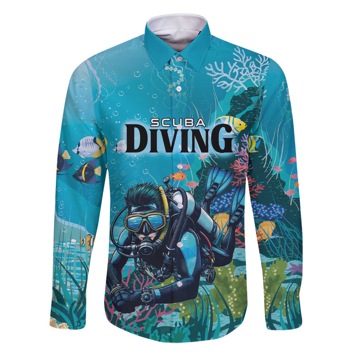 Personalized Scuba Diving Family Matching Off The Shoulder Long Sleeve Dress and Hawaiian Shirt Explore The Depths Discover Yourself - undefined