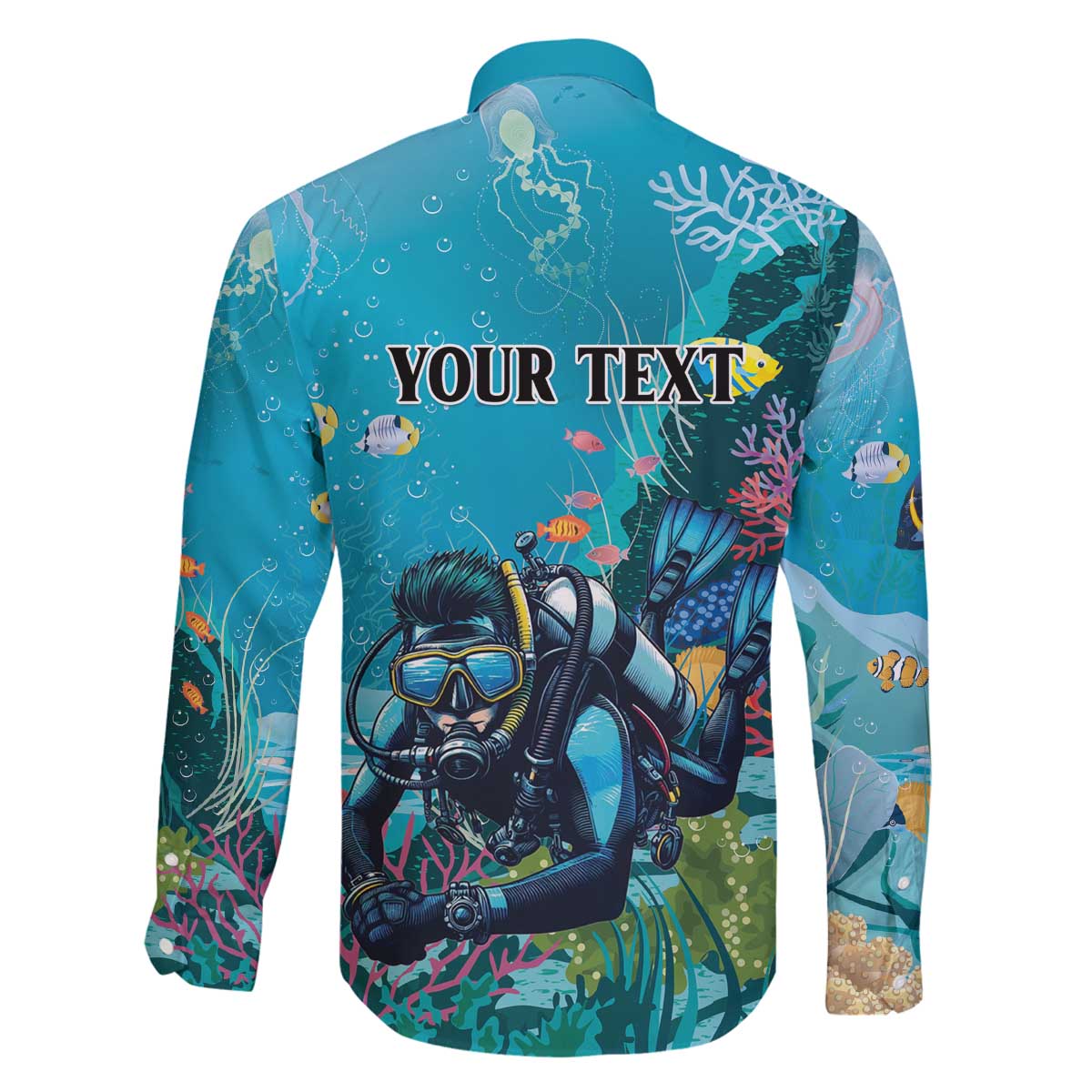 Personalized Scuba Diving Family Matching Off The Shoulder Long Sleeve Dress and Hawaiian Shirt Explore The Depths Discover Yourself - undefined